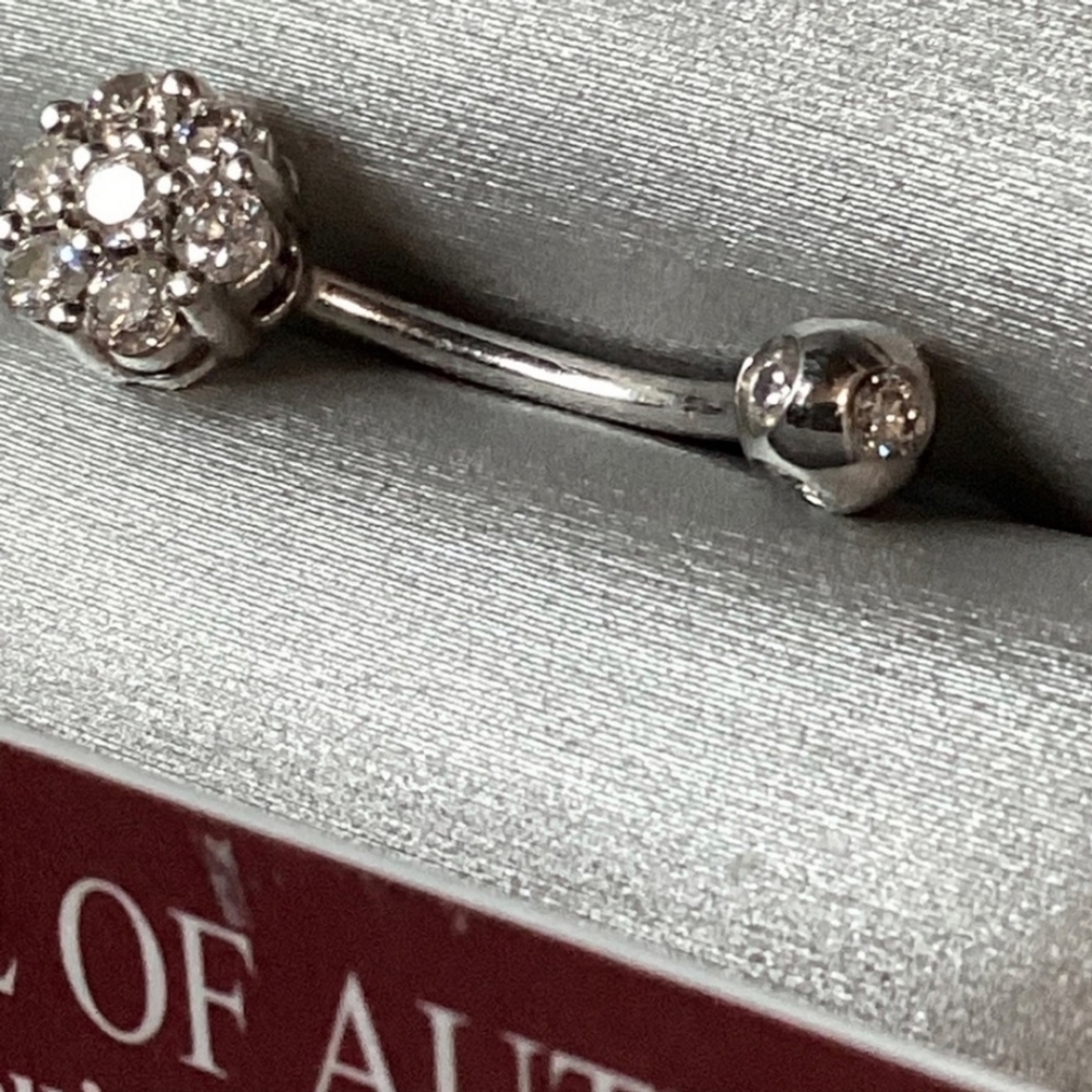 14K White Gold Belly Ring FIRM RETAIL $2500K
